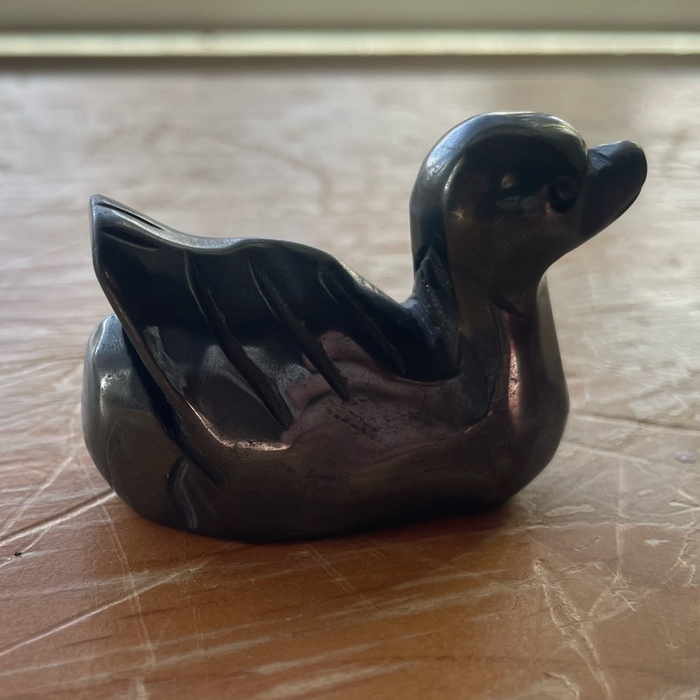 Elegant Black Stone Duck Figurine